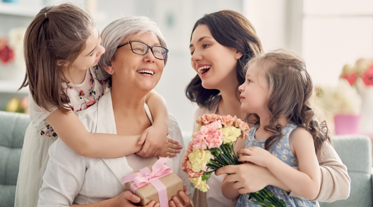 girls celebrating mother's day 2024 with their grand mom and mother